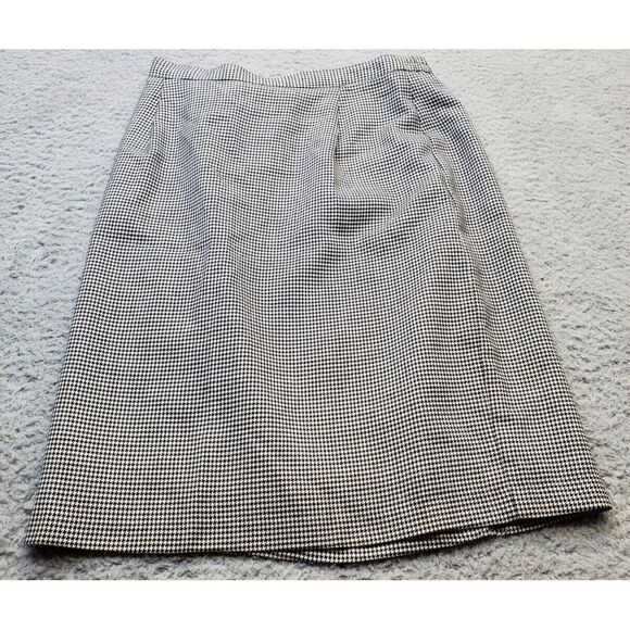 Briggs & Riley Dresses & Skirts - Briggs A-Line Skirt Women Size 10 White Black Pleated Houndstooth Lined Back Zip